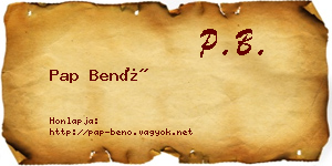 Pap Benő névjegykártya